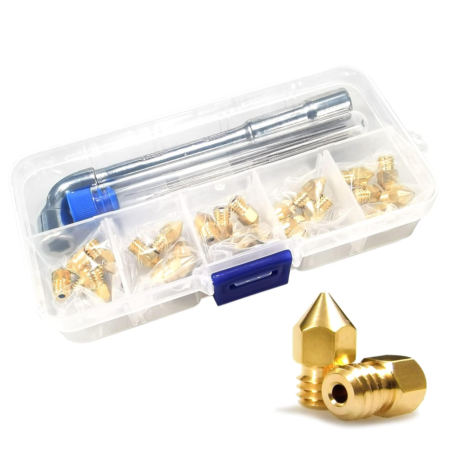 xifowe-mk8-nozzles-25-pcs-04mm-3d-printer-brass-nozzles-cr-10-nozzle-with-diy-tools-and-a-ten-grid-parts-box-for-cr-8-cr XIFOWE MK8 Nozzles 0.4mm Review