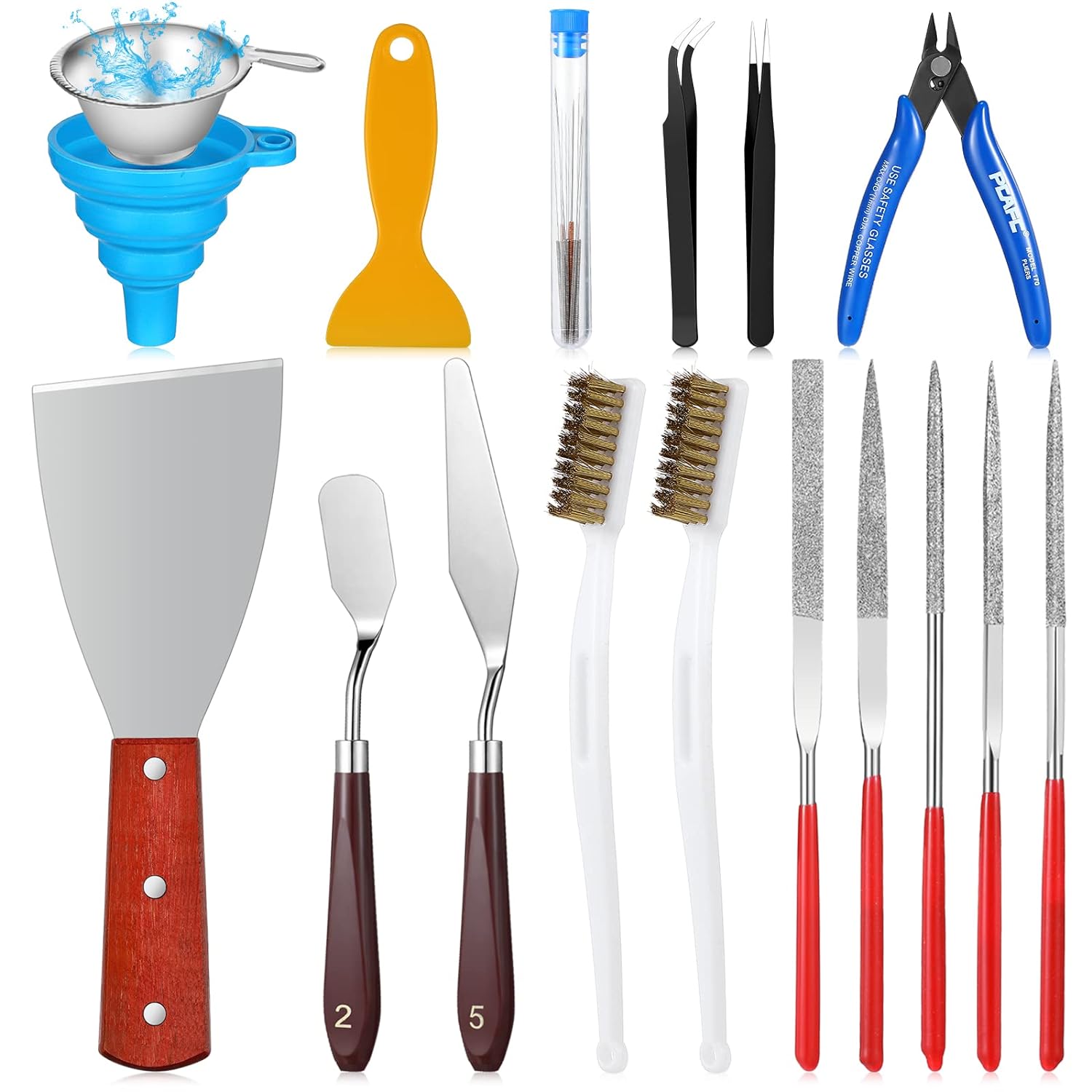 25-pcs-3d-printer-tools-kit-3d-printing-accessories-include-2-wire-brush-1-putty-knife-1-plastic-shovel-5-diamond-files- 25 Pcs 3D Printer Tools Kit Review