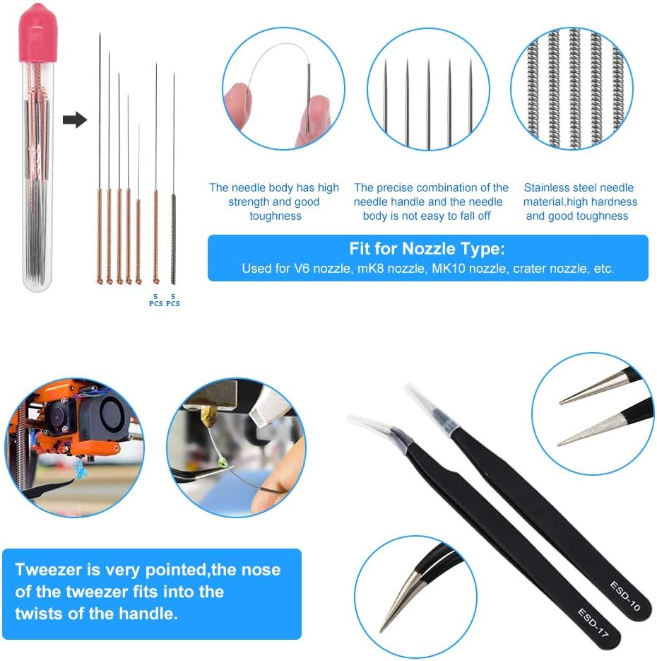 35-pieces-3d-printer-accessories-tool-kit-7-size-cleaning-needles-tweezers-pliers-scraper-cleaning-brushes-clean-up-kniv-1 35 Pieces 3D Printer Accessories Tool Kit Review