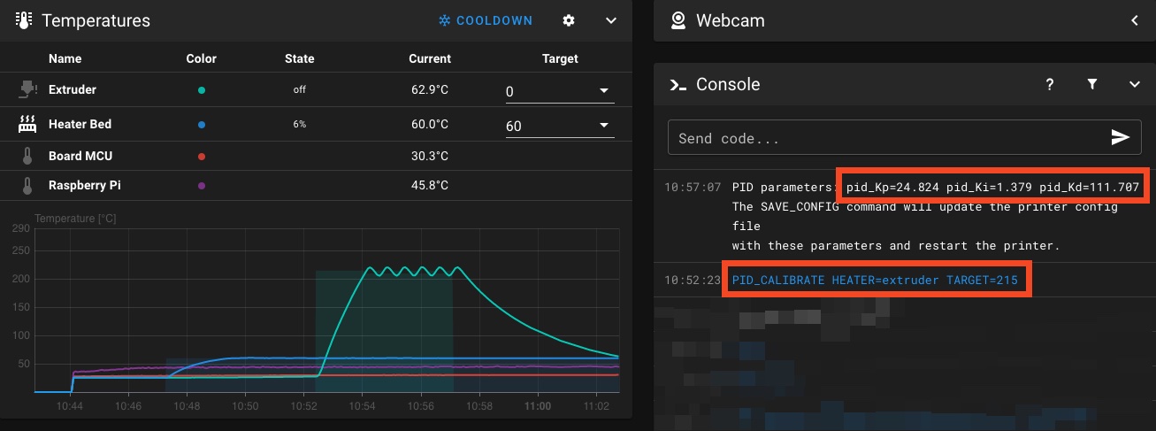 Hotend and HeatBed PID Tuning in Klipper